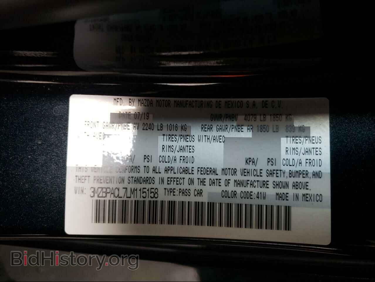 2020 MAZDA 3 - VIN: 3MZBPACL7LM115158 - Фото 10
