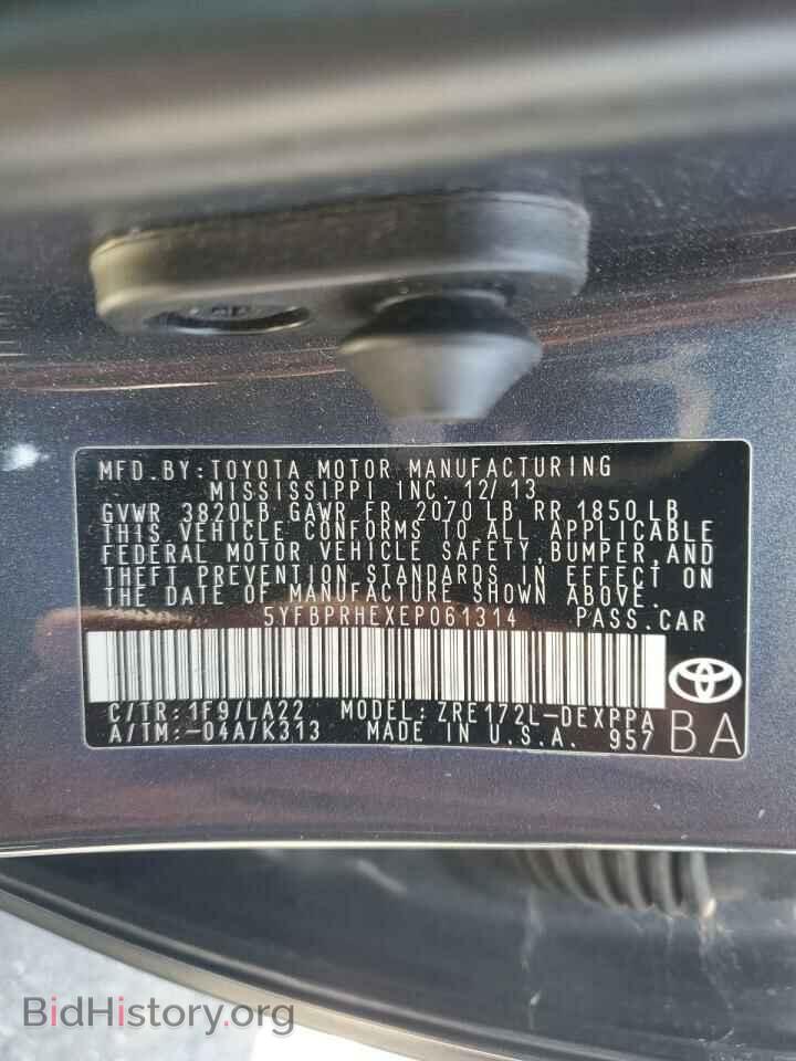 2014 TOYOTA COROLLA - VIN: 5YFBPRHEXEP061314 - Фото 13