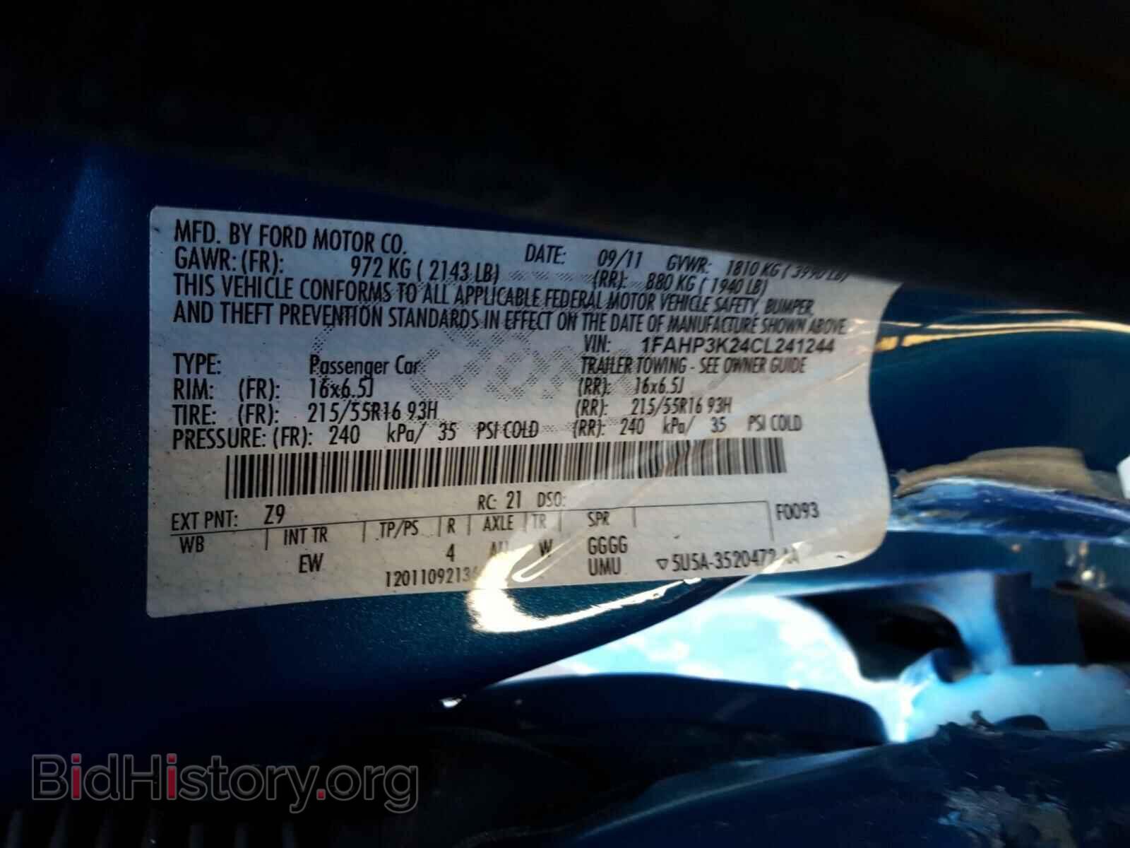 2012 FORD FOCUS - VIN: 1FAHP3K24CL241244 - Фото 10