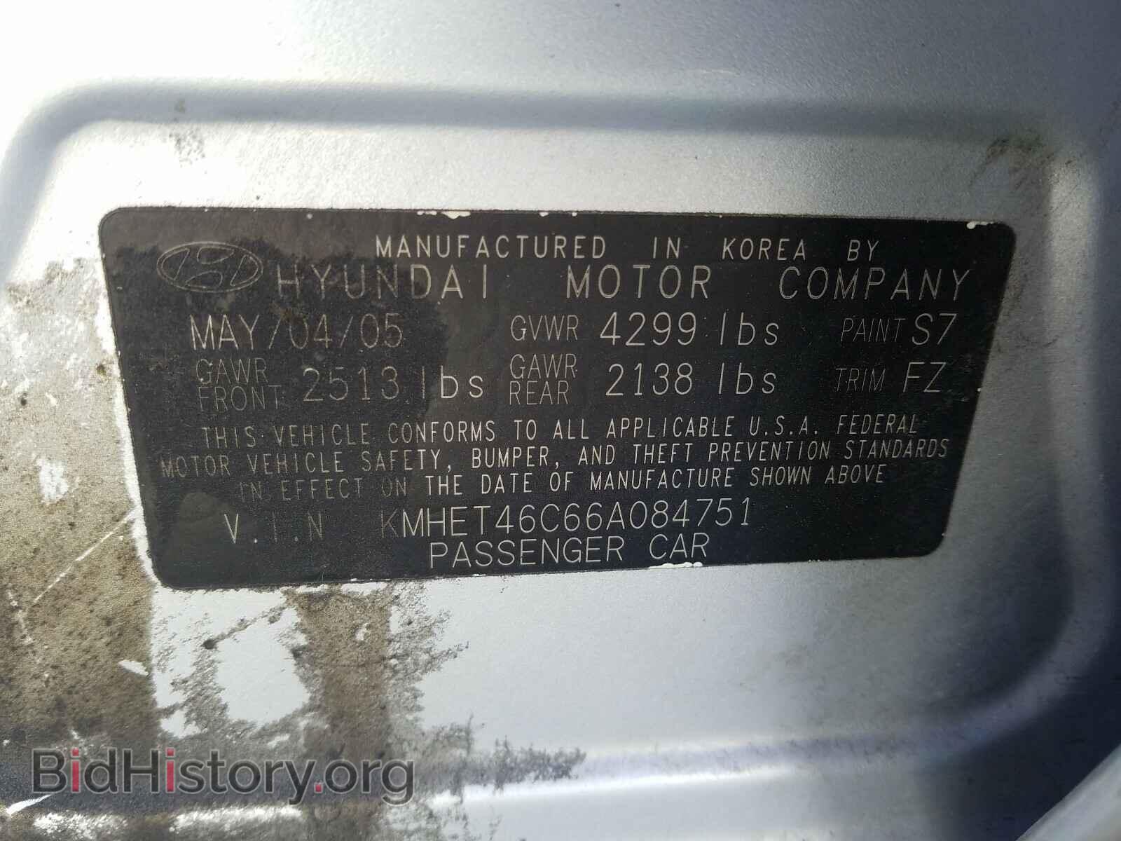 2006 HYUNDAI SONATA - VIN: KMHET46C66A084751 - Фото 10