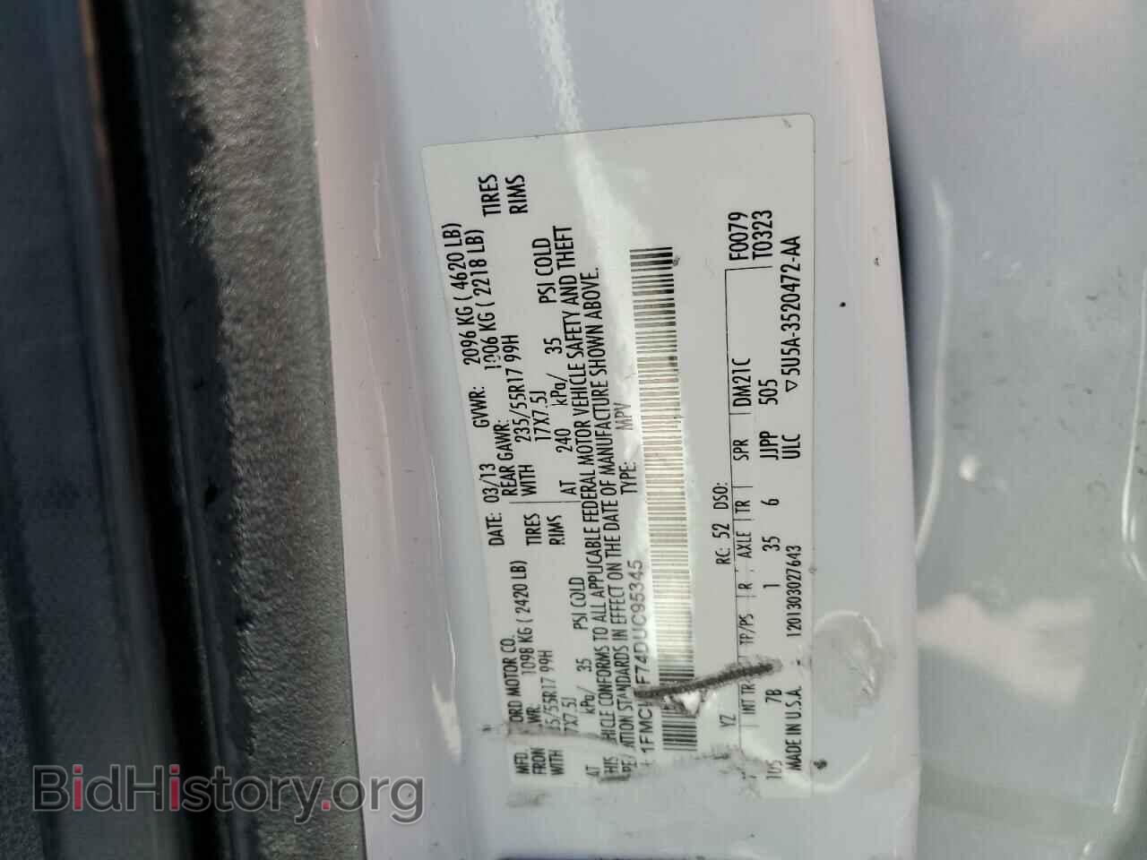 2013 FORD ESCAPE - VIN: 1FMCU0F74DUC95345 - Фото 13