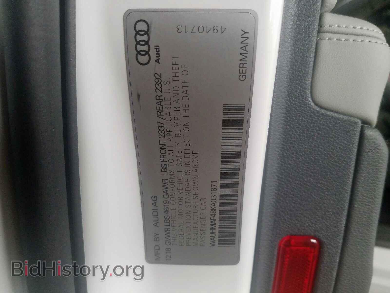 2019 AUDI A4 - VIN: WAUHMAF48KA031871 - Photo 10