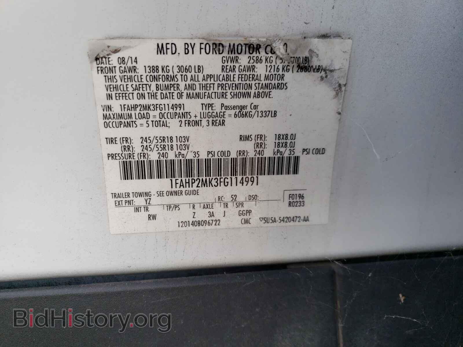 2015 FORD TAURUS - VIN: 1FAHP2MK3FG114991 - Photo 10