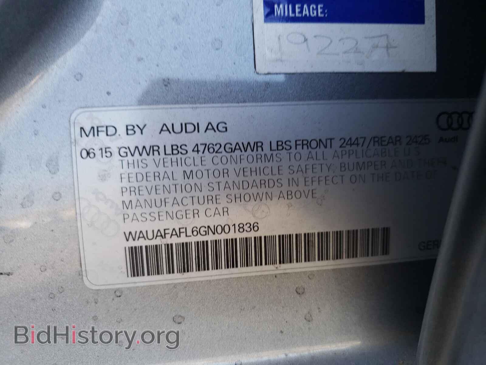 2016 AUDI A4 - VIN: WAUAFAFL6GN001836 - Фото 10