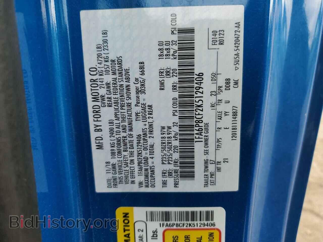 2019 FORD ALL Models - VIN: 1FA6P8CF2K5129406 - Photo 13