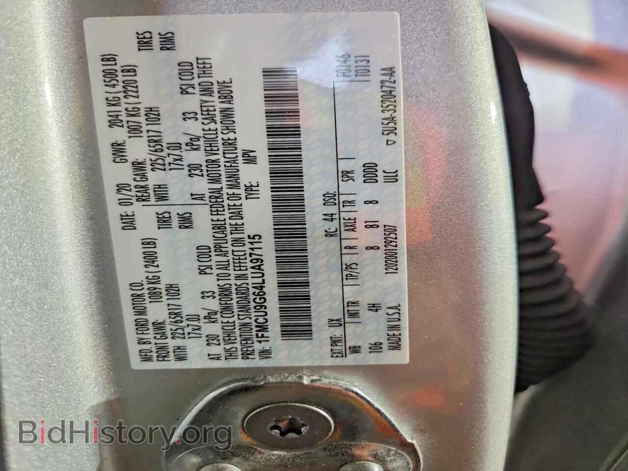 2020 FORD ESCAPE - VIN: 1FMCU9G64LUA97115 - Photo 13
