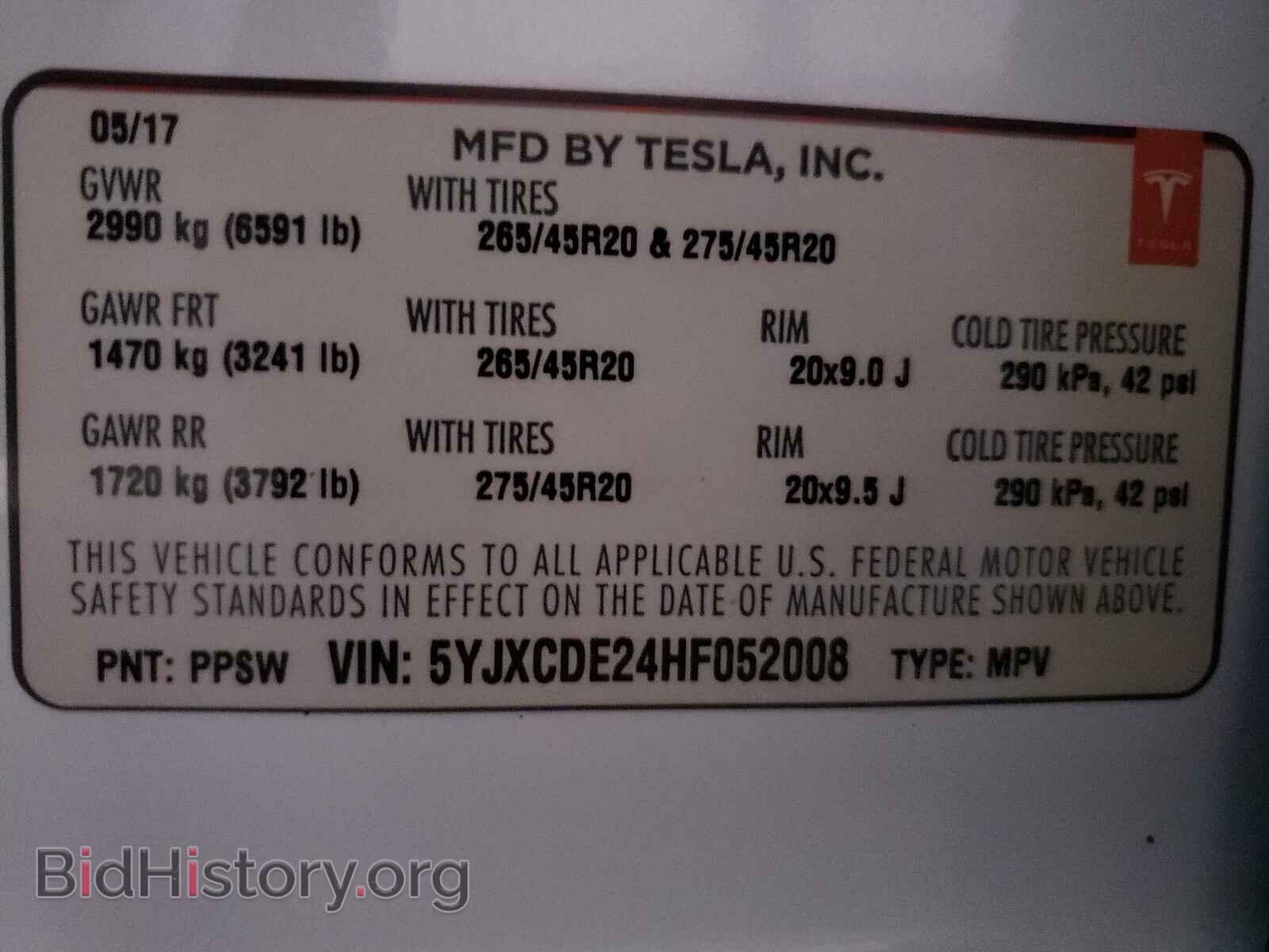 2017 TESLA MODEL X - VIN: 5YJXCDE24HF052008 - Фото 10
