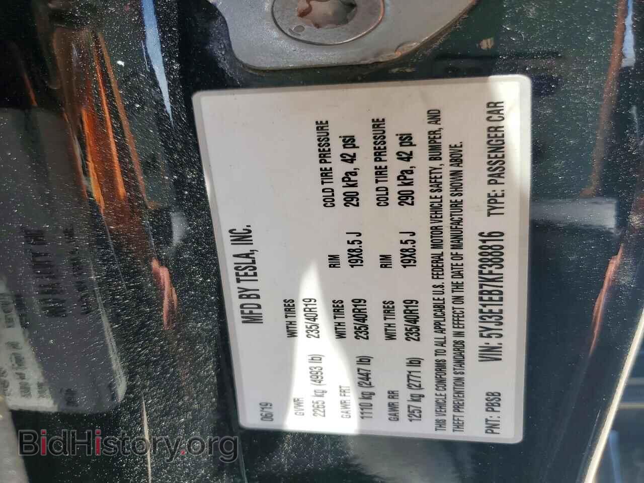 2019 TESLA MODEL 3 - VIN: 5YJ3E1EB7KF388816 - Photo 12