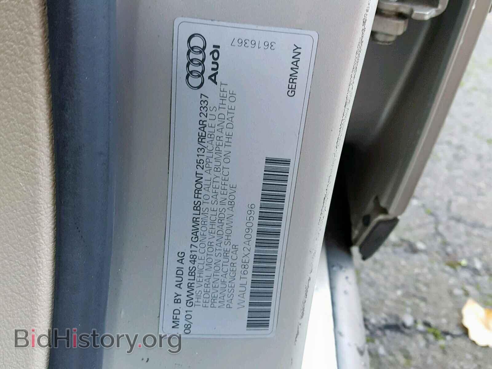 2002 AUDI A4 - VIN: WAULT68EX2A090596 - Photo 10