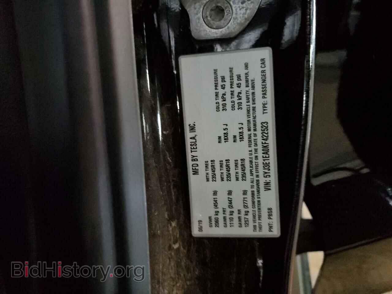 2019 TESLA MODEL 3 - VIN: 5YJ3E1EA0KF422523 - Фото 12