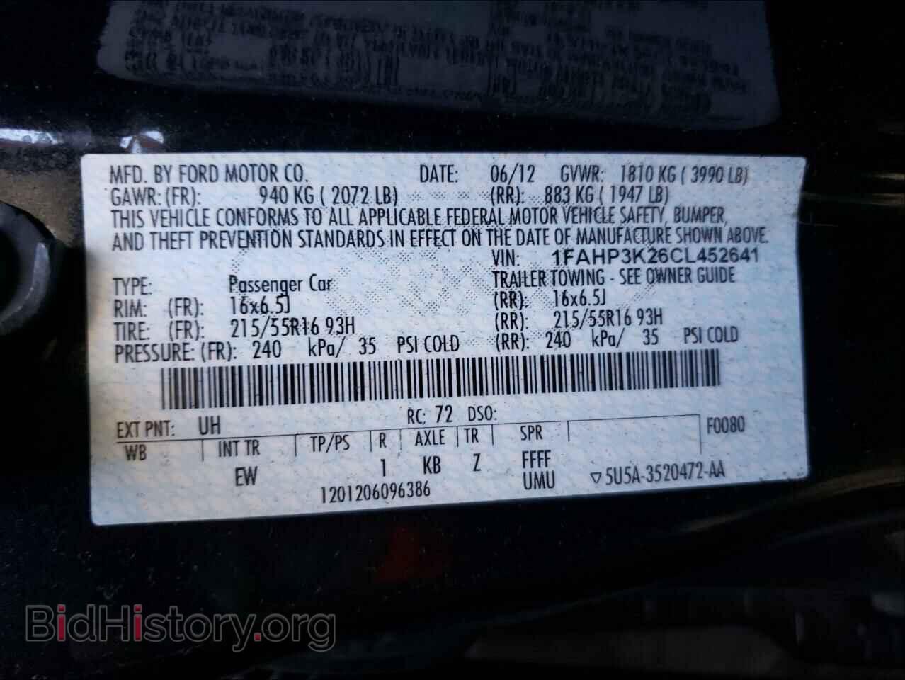 2012 FORD FOCUS - VIN: 1FAHP3K26CL452641 - Фото 10