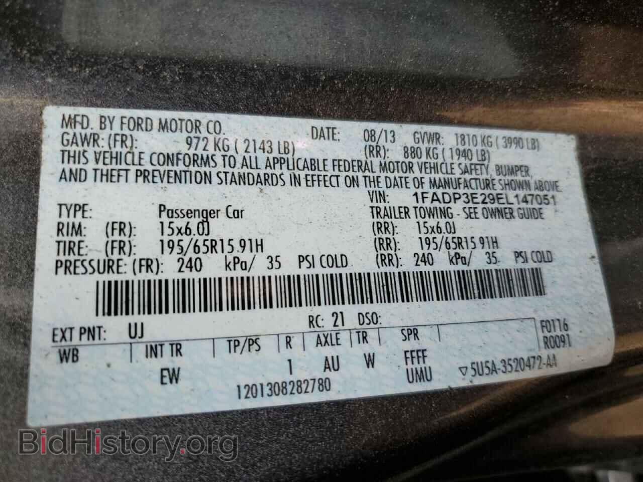2014 FORD FOCUS - VIN: 1FADP3E29EL147051 - Фото 10