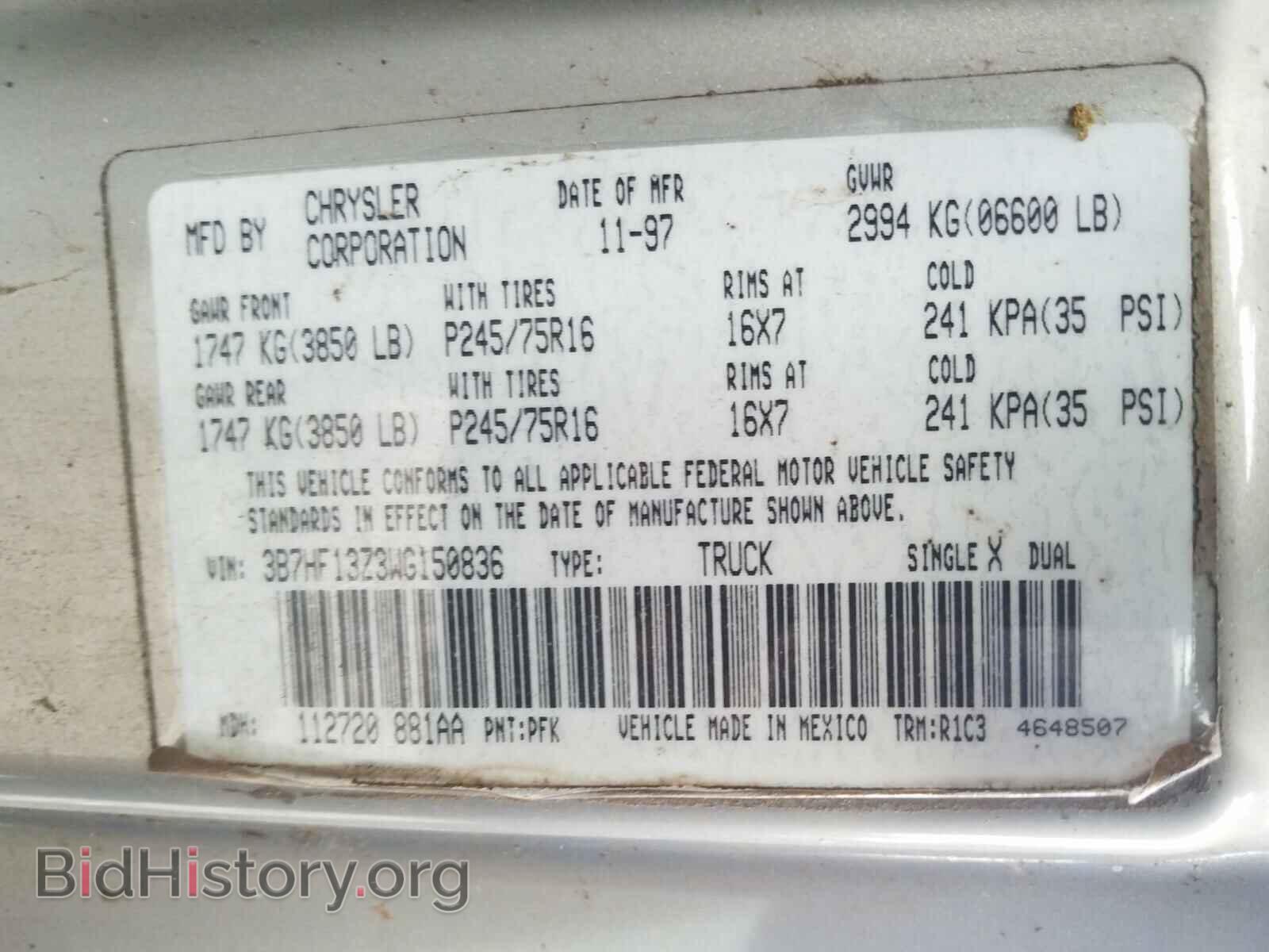 1998 DODGE RAM - VIN: 3B7HF13Z3WG150836 - Photo 10