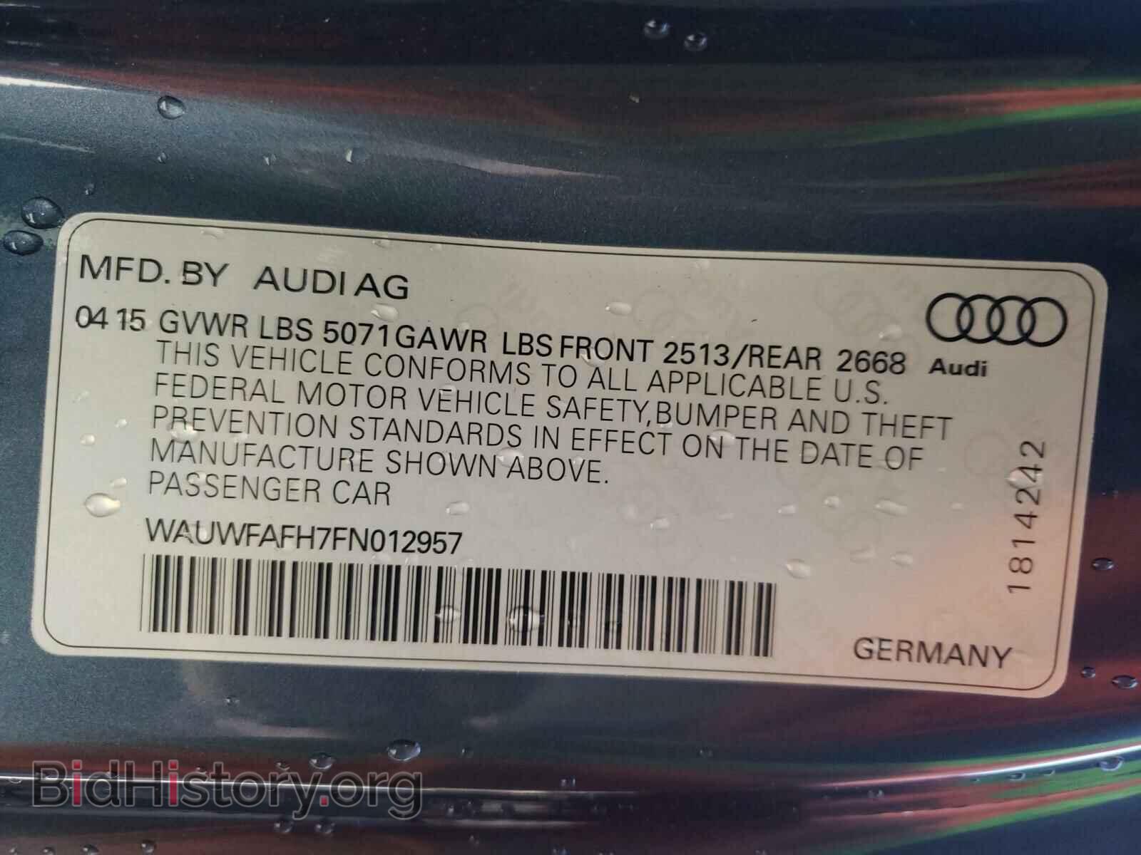 2015 AUDI A5 - VIN: WAUWFAFH7FN012957 - Фото 10