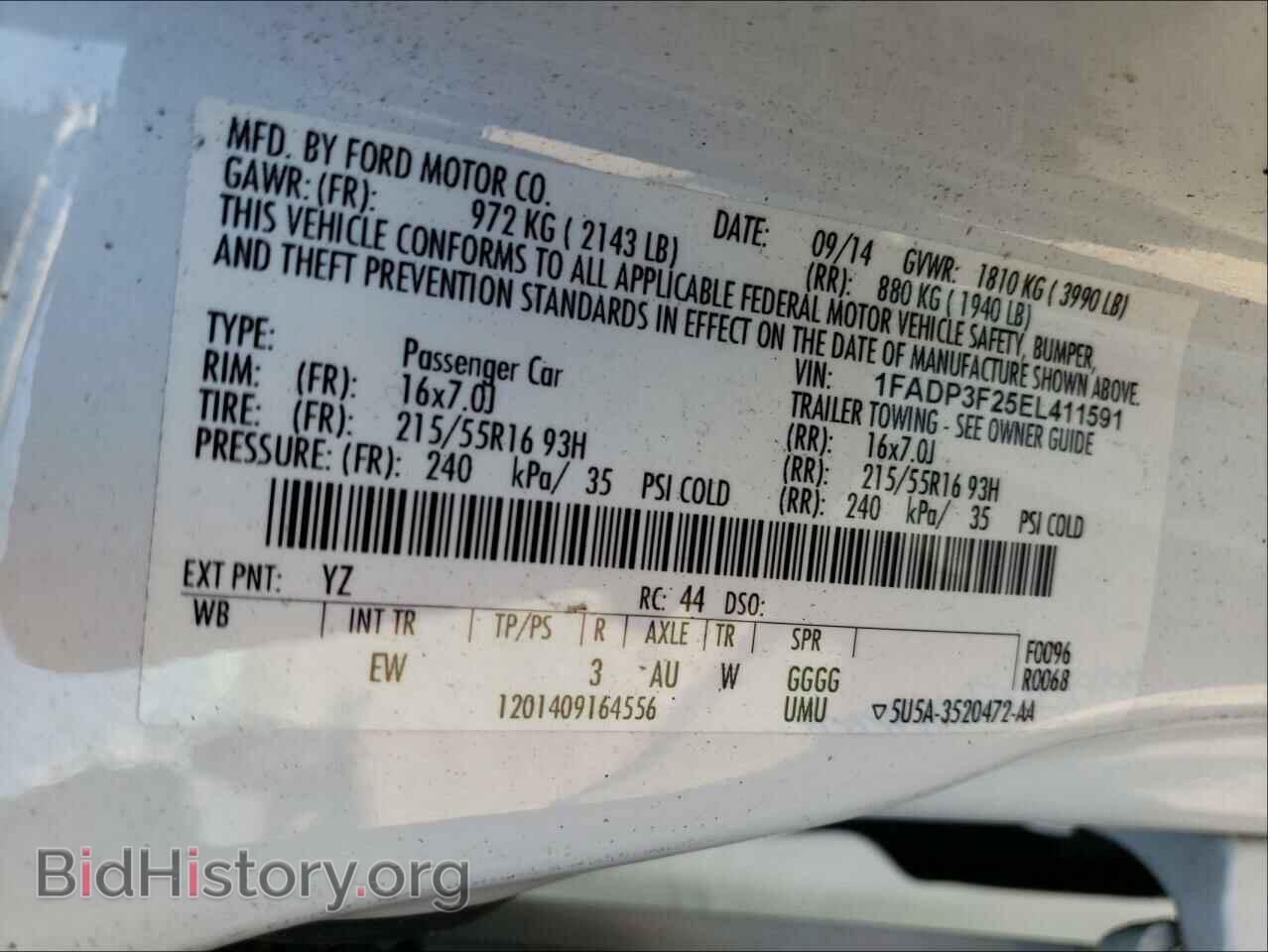 2014 FORD FOCUS - VIN: 1FADP3F25EL411591 - Фото 10
