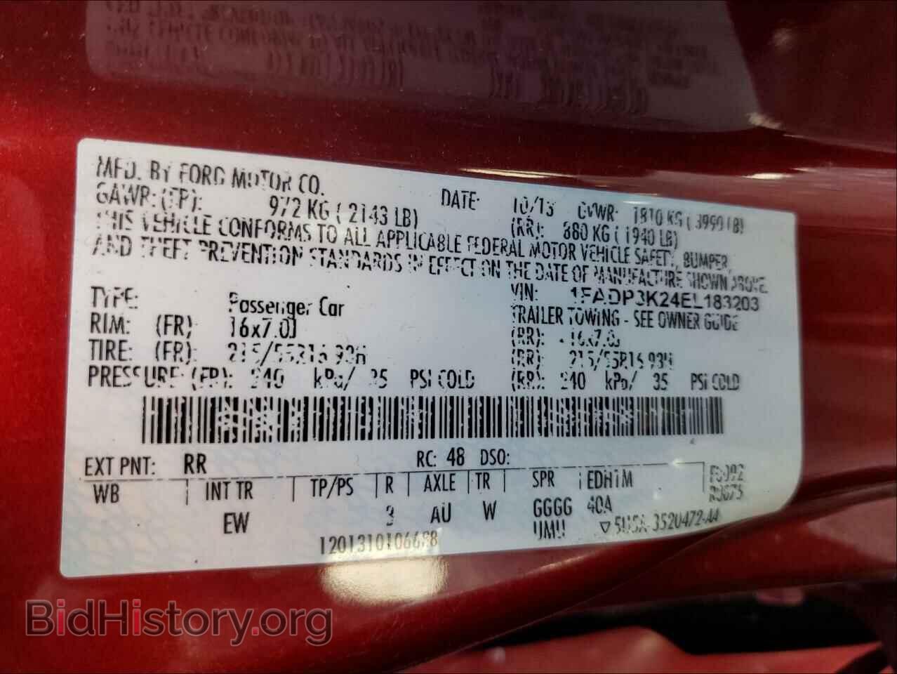 2014 FORD FOCUS - VIN: 1FADP3K24EL183203 - Фото 10