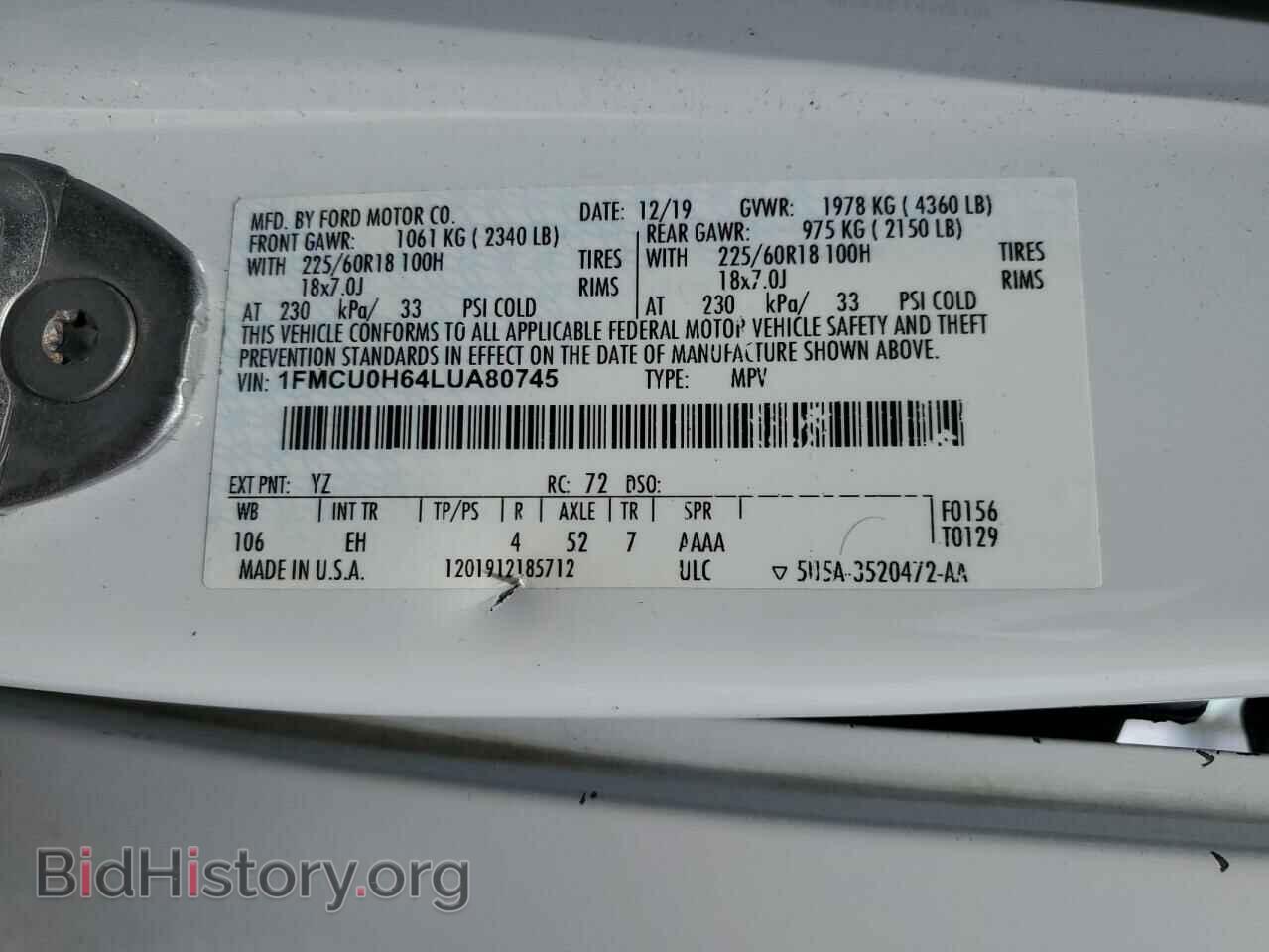 2020 FORD ESCAPE - VIN: 1FMCU0H64LUA80745 - Photo 12
