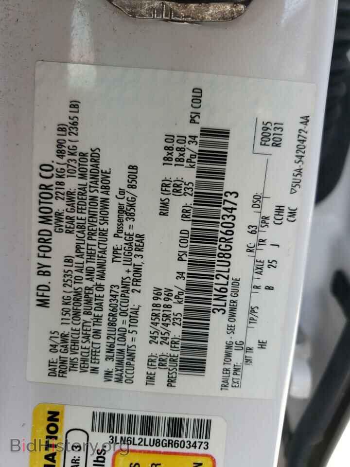 2016 LINCOLN MKZ - VIN: 3LN6L2LU8GR603473 - Photo 10