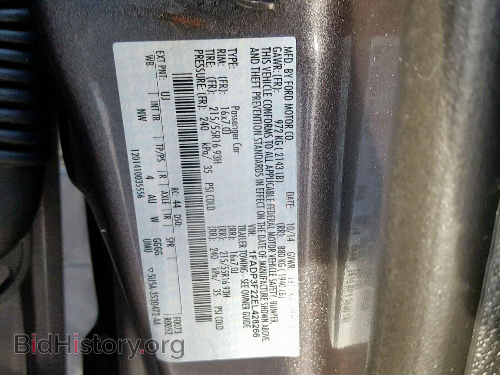 2014 FORD FOCUS - VIN: 1FADP3F22EL428266 - Фото 10