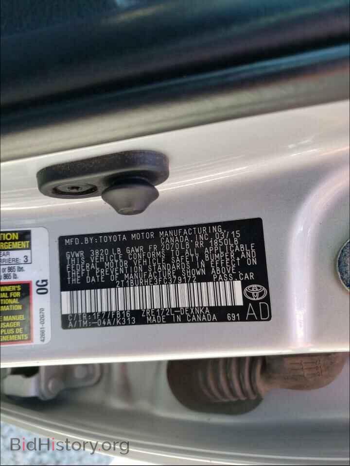 2015 TOYOTA COROLLA - VIN: 2T1BURHE3FC379172 - Фото 10