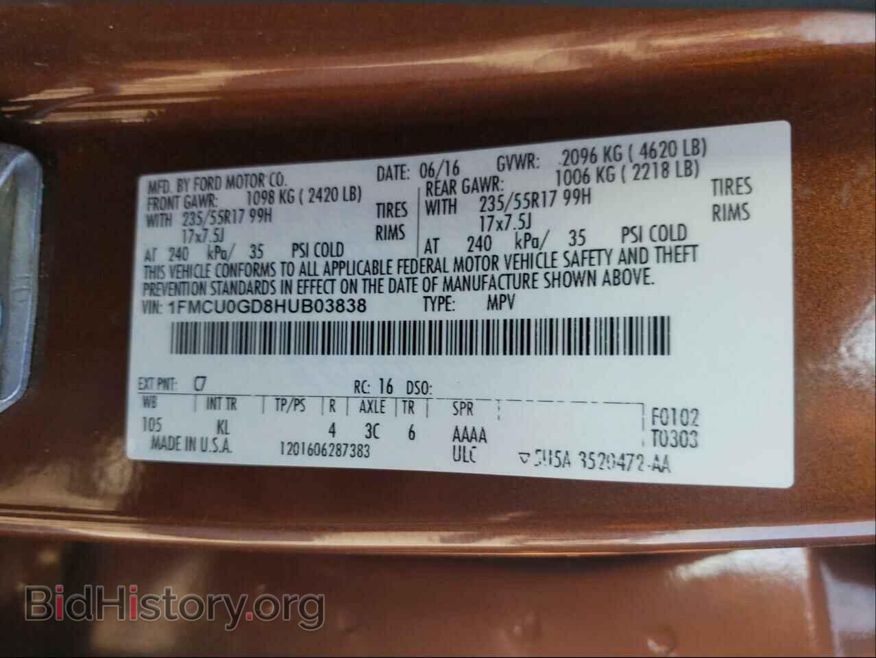 2017 FORD ESCAPE - VIN: 1FMCU0GD8HUB03838 - Photo 10