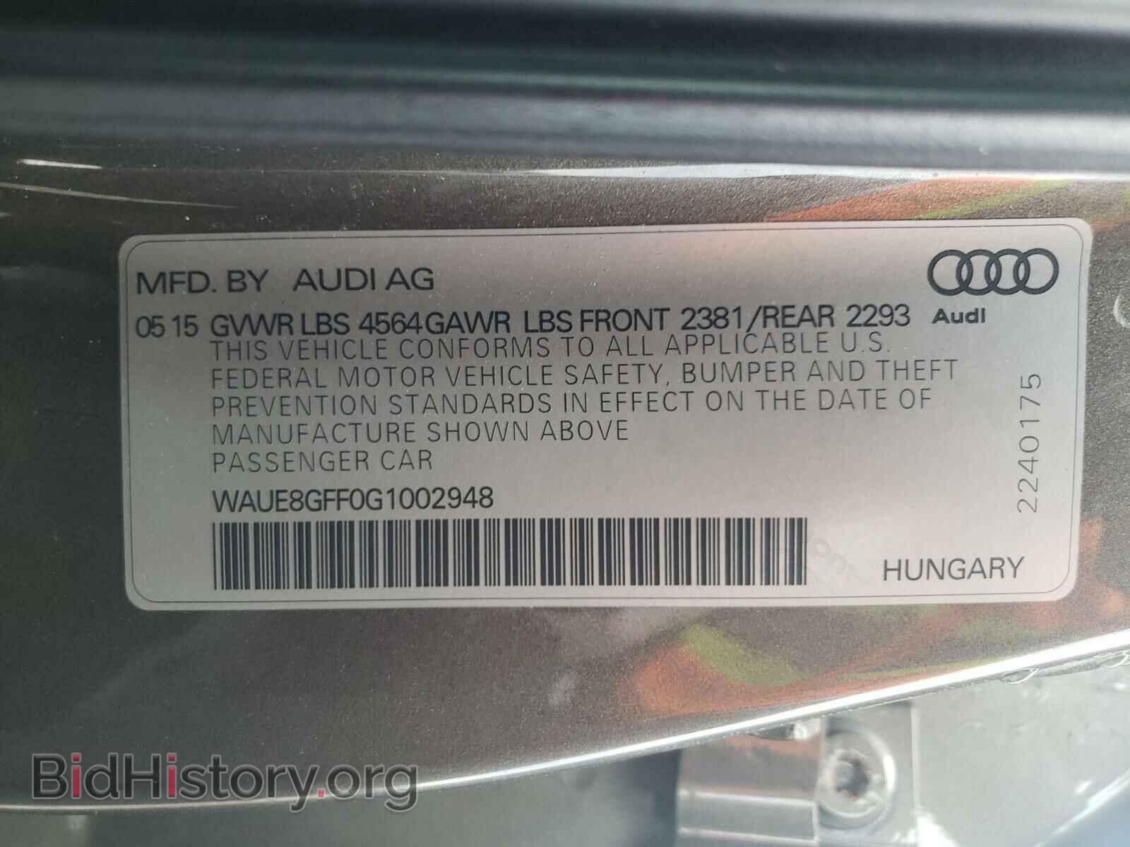 2016 AUDI A3 - VIN: WAUE8GFF0G1002948 - Фото 10