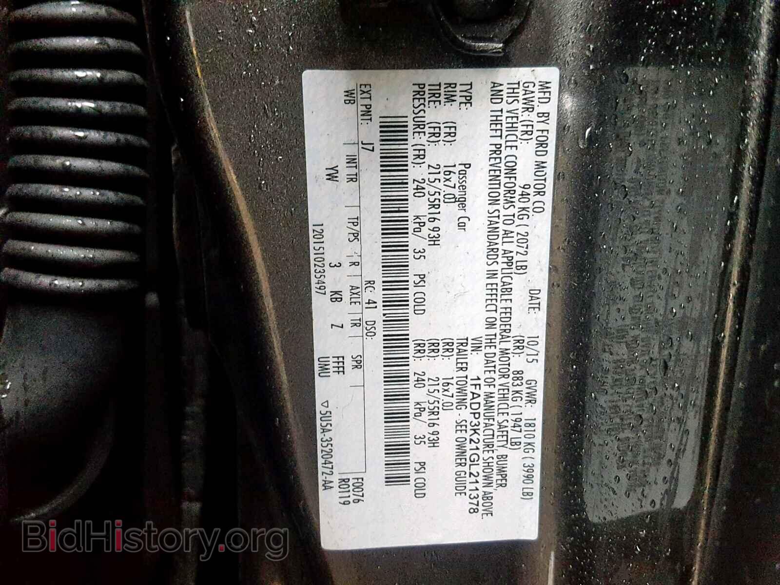 2016 FORD FOCUS - VIN: 1FADP3K21GL211378 - Фото 10