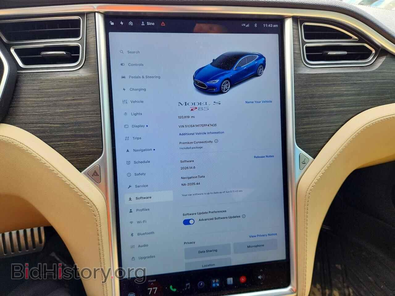 2014 TESLA MODEL S - VIN: 5YJSA1H17EFP47435 - Фото 9
