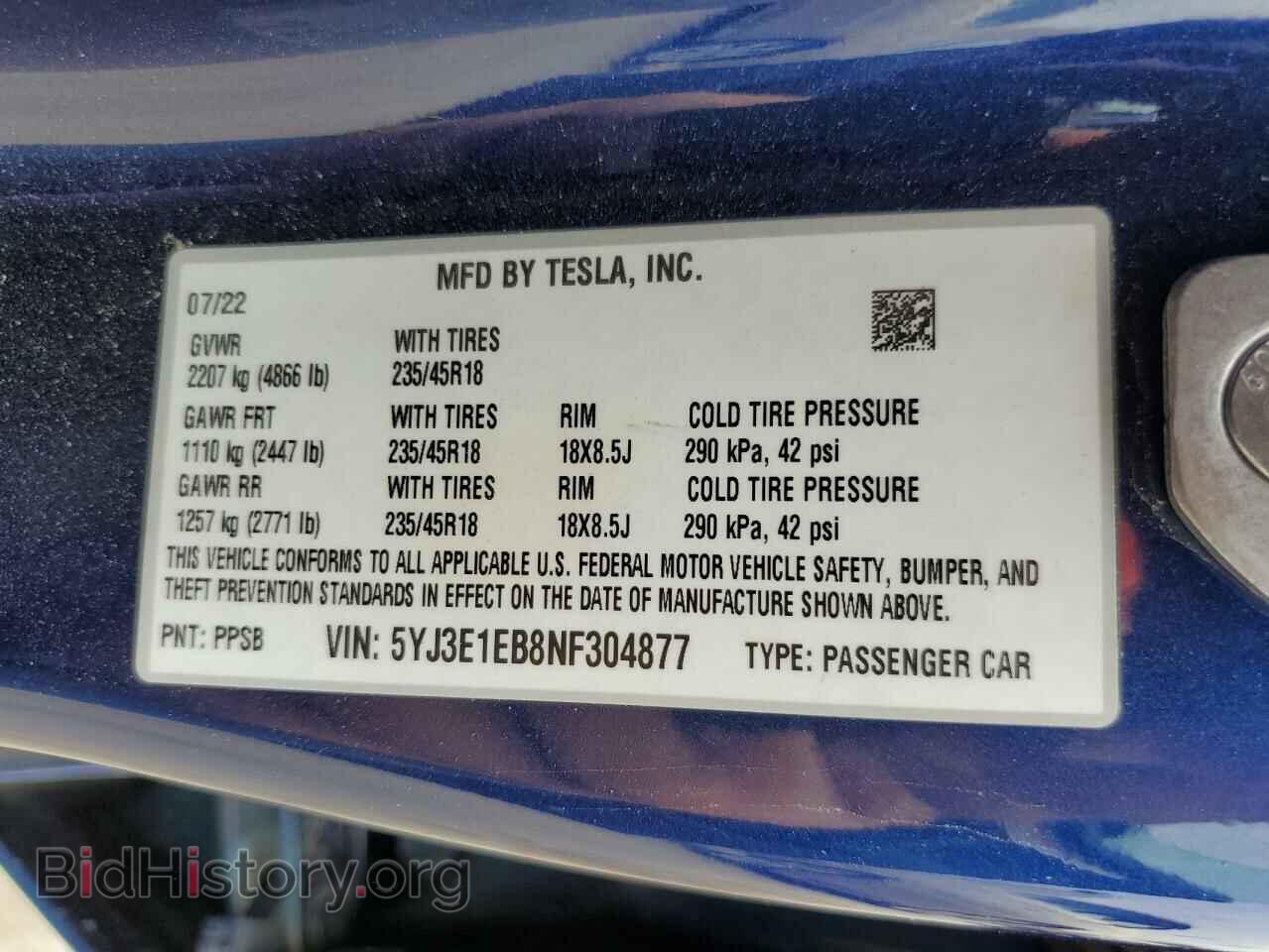 2022 TESLA MODEL 3 - VIN: 5YJ3E1EB8NF304877 - Photo 12