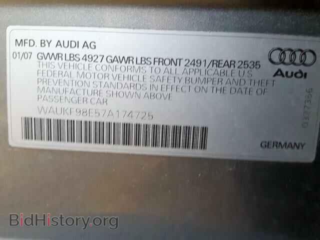 2007 AUDI A4 - VIN: WAUKF98E57A174725 - Фото 10