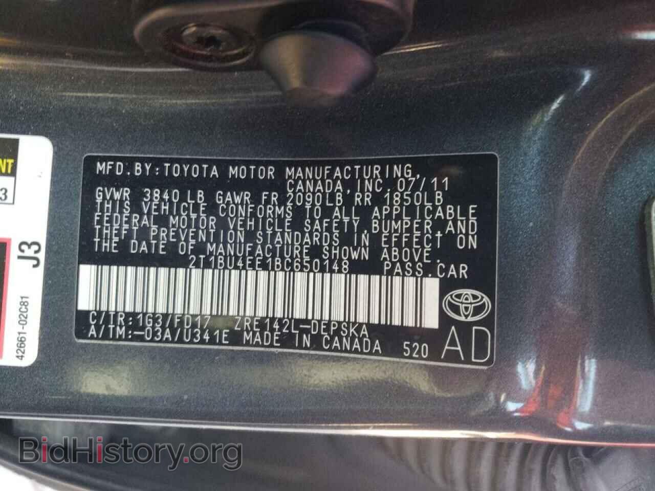 2011 TOYOTA COROLLA - VIN: 2T1BU4EE1BC650148 - Фото 10