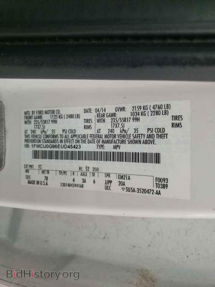 2014 FORD ESCAPE - VIN: 1FMCU0G96EUD45423 - Фото 10