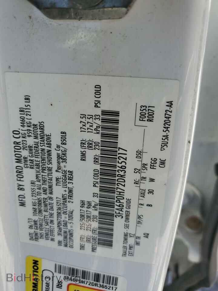 2013 FORD FUSION - VIN: 3FA6P0H72DR365217 - Фото 12