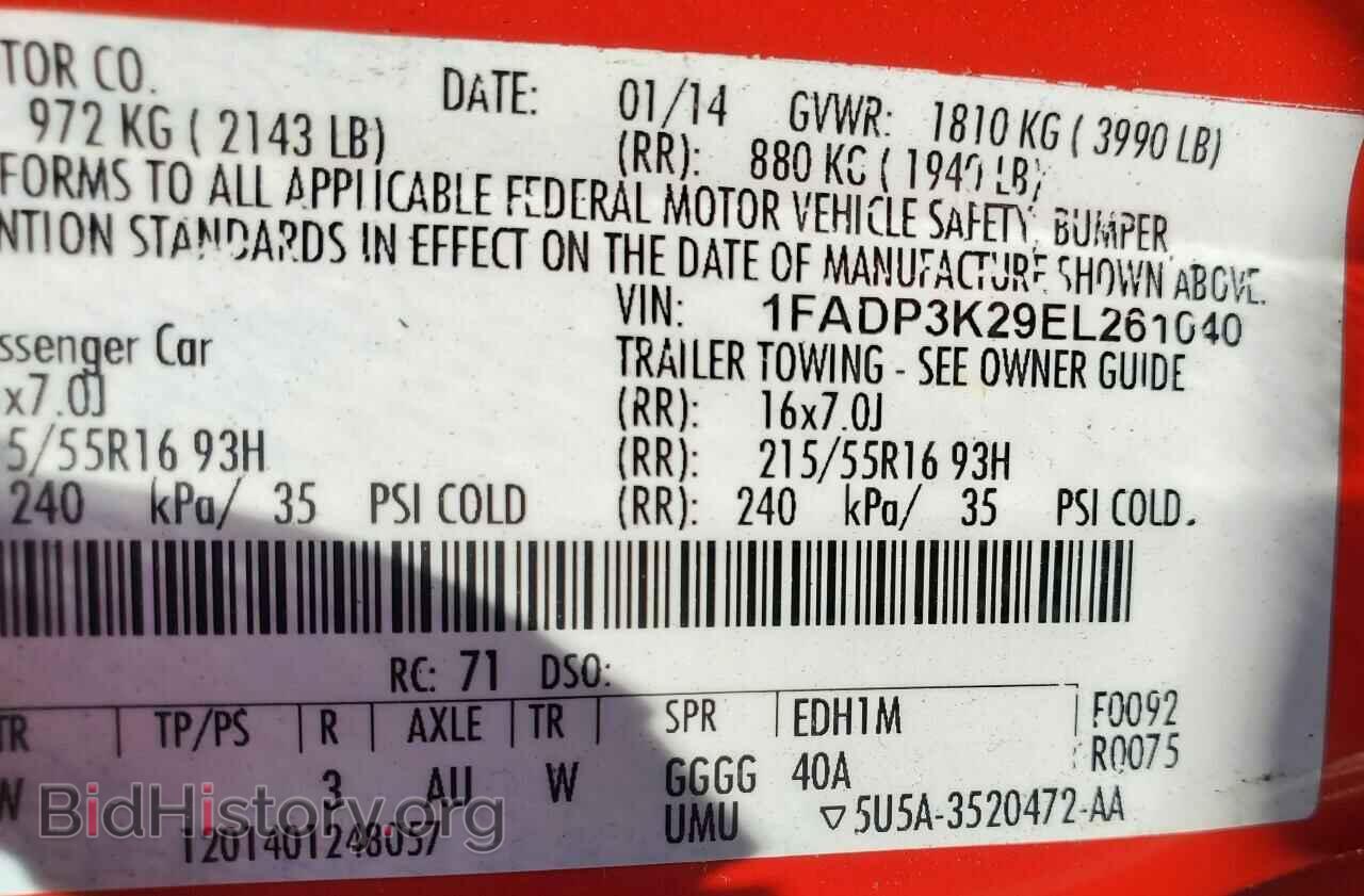 2014 FORD FOCUS - VIN: 1FADP3K29EL261040 - Фото 10
