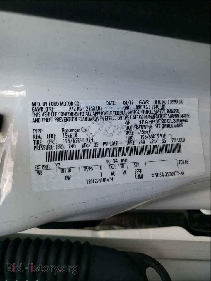 2012 FORD FOCUS - VIN: 1FAHP3E26CL399600 - Фото 10