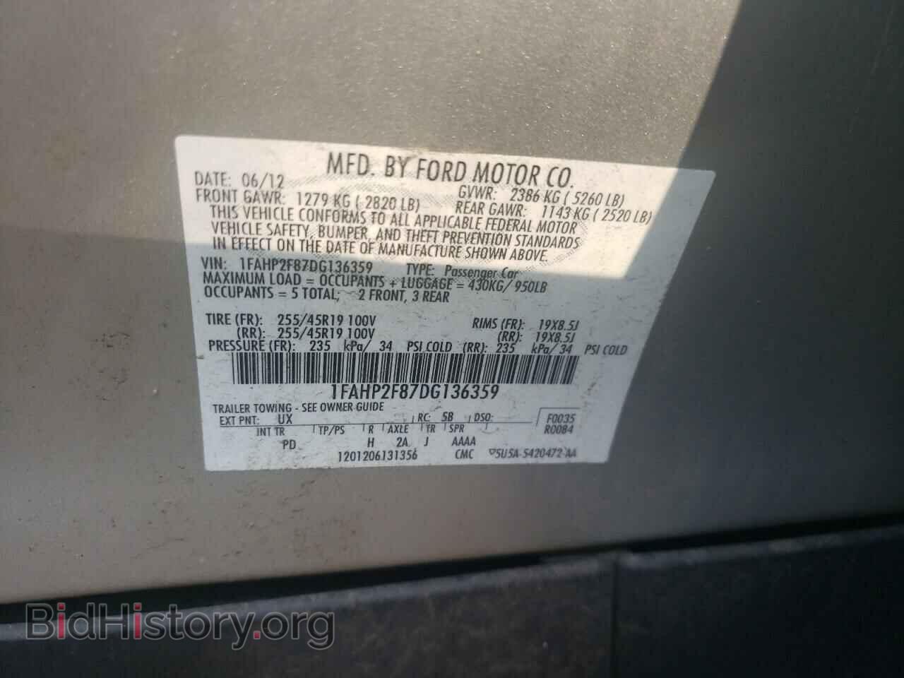 2013 FORD TAURUS - VIN: 1FAHP2F87DG136359 - Фото 10