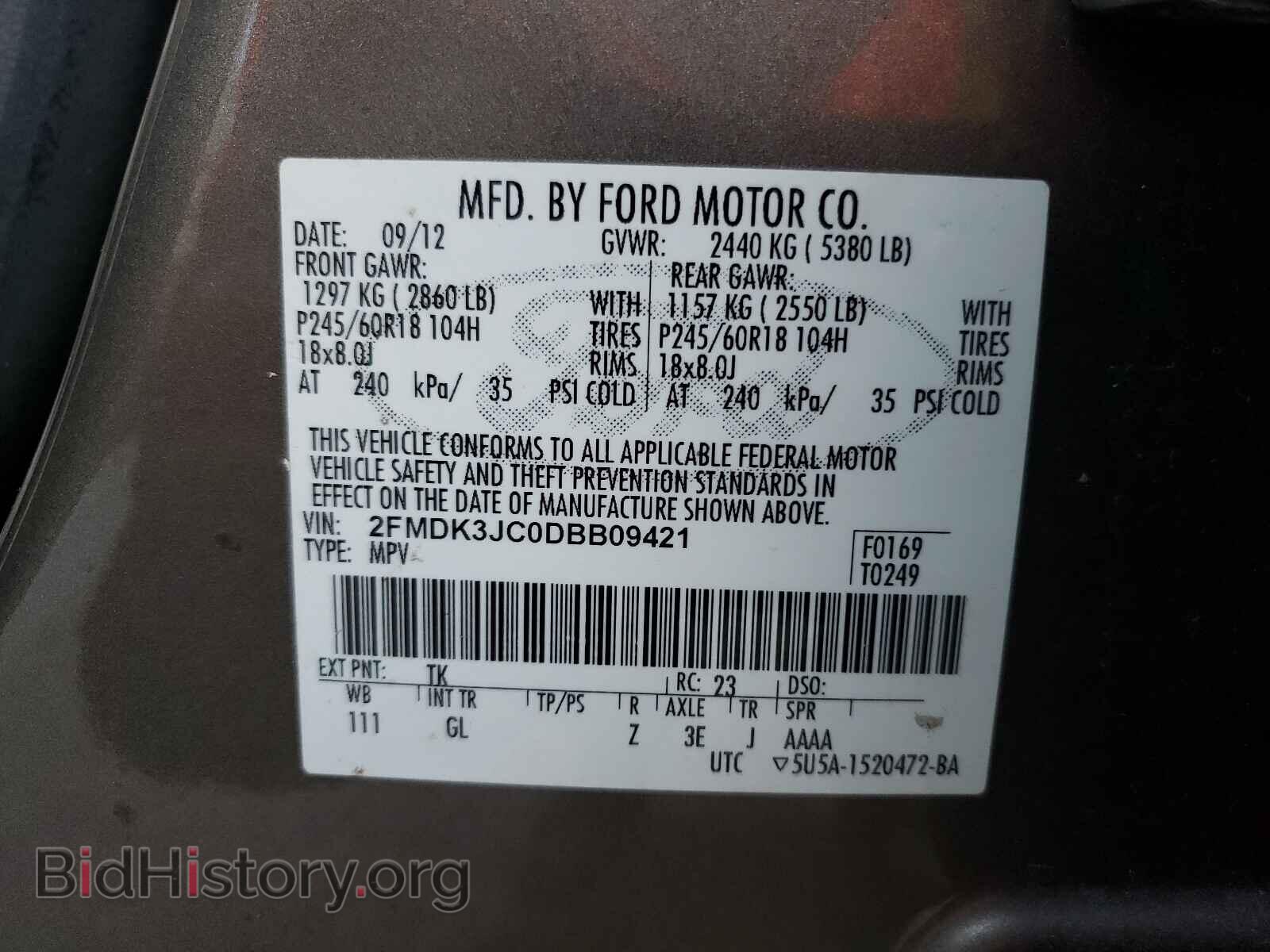 2013 FORD EDGE - VIN: 2FMDK3JC0DBB09421 - Photo 10