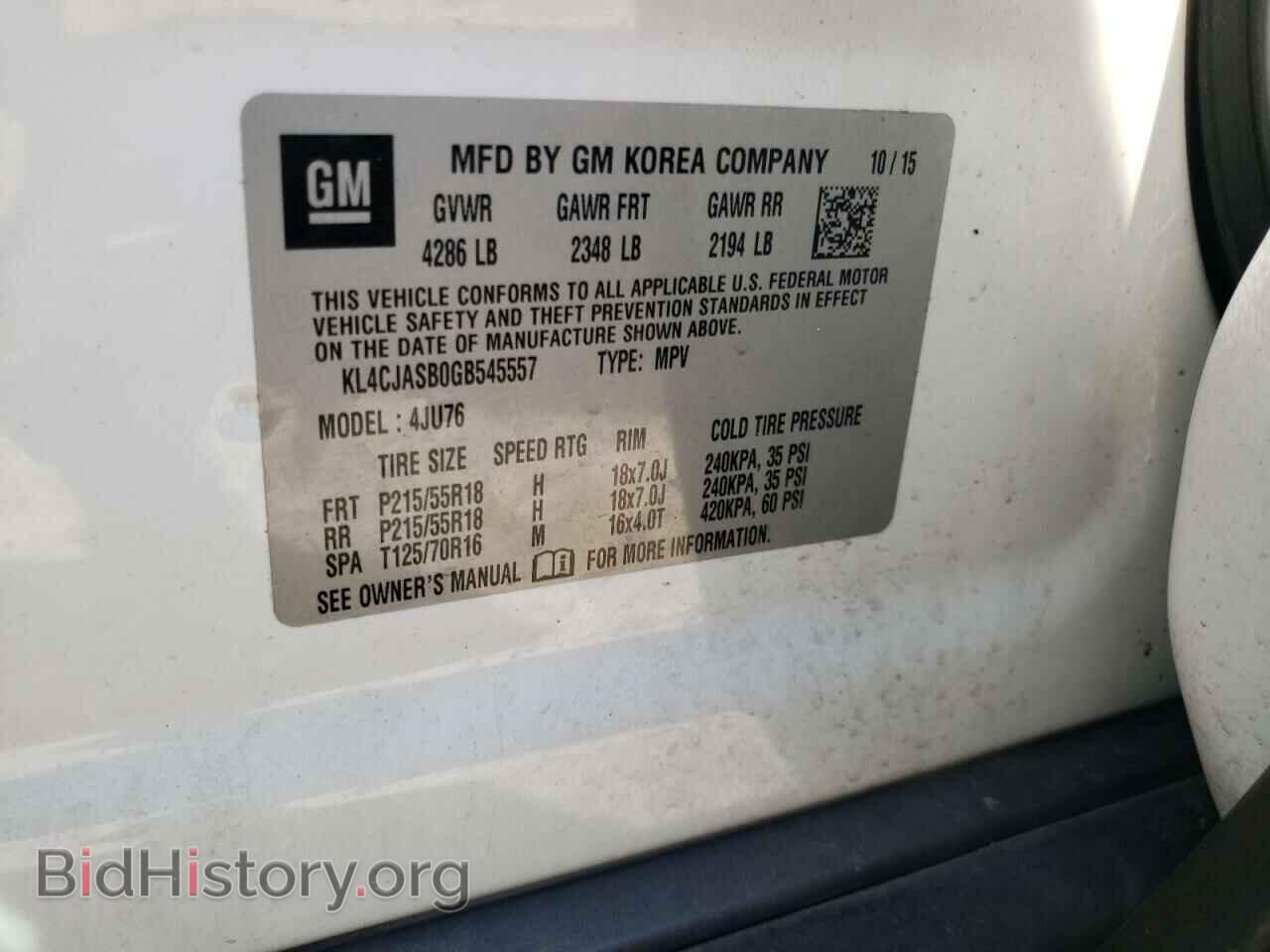 2016 BUICK ENCORE - VIN: KL4CJASB0GB545557 - Фото 10