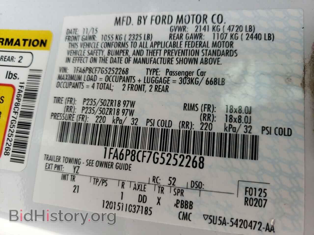 2016 FORD MUSTANG - VIN: 1FA6P8CF7G5252268 - Фото 10