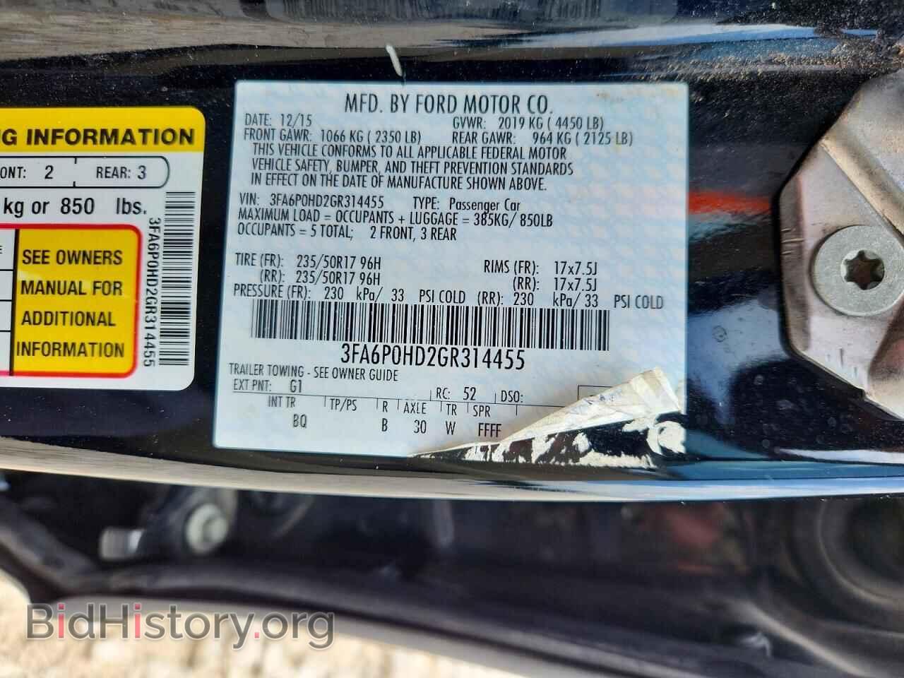 2016 FORD FUSION - VIN: 3FA6P0HD2GR314455 - Photo 12