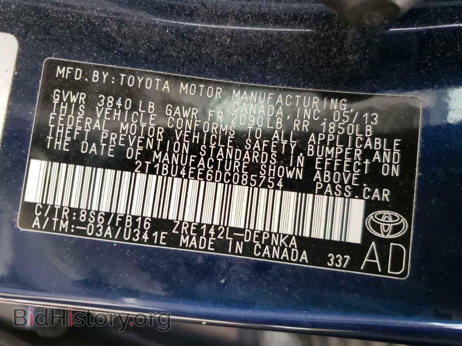 2013 TOYOTA COROLLA - VIN: 2T1BU4EE6DC085754 - Фото 10