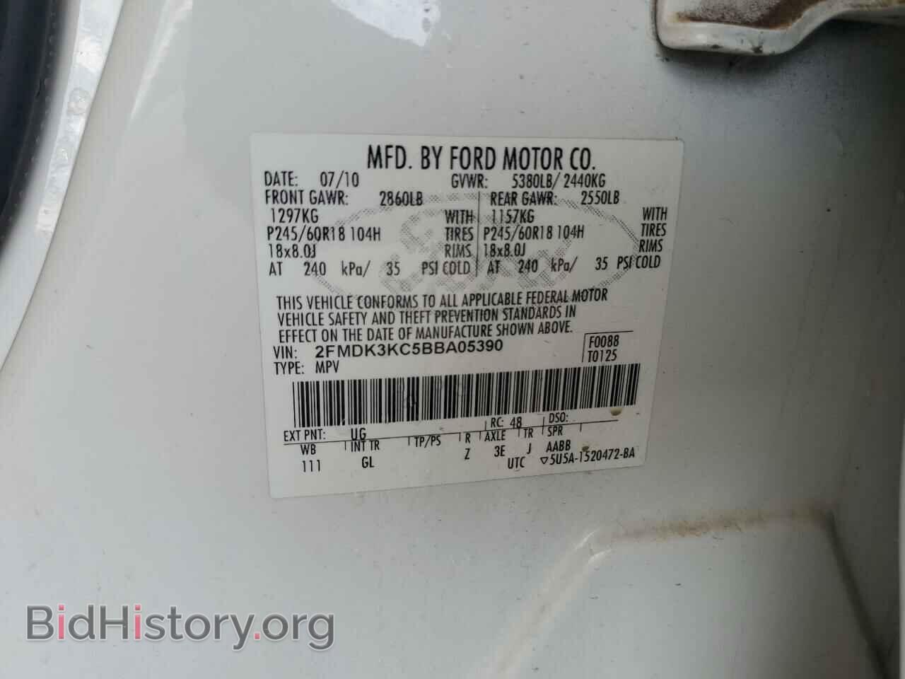 2011 FORD EDGE - VIN: 2FMDK3KC5BBA05390 - Фото 13