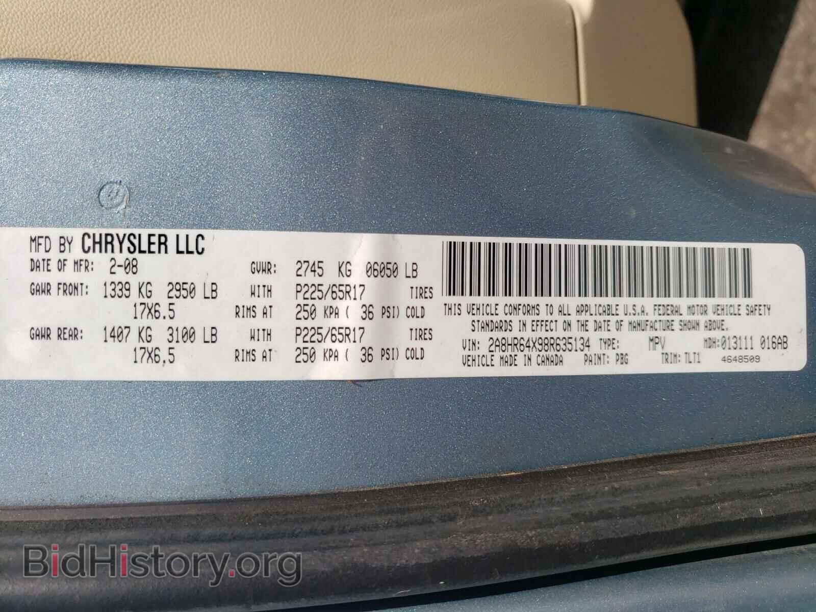 2008 CHRYSLER MINIVAN - VIN: 2A8HR64X98R635134 - Фото 10