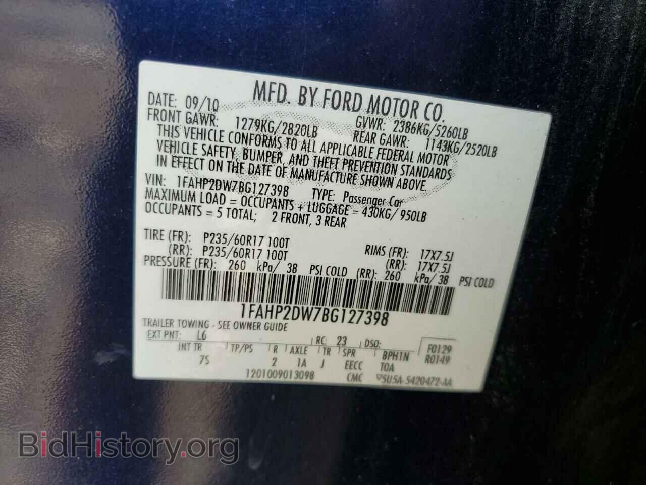 2011 FORD TAURUS - VIN: 1FAHP2DW7BG127398 - Фото 12