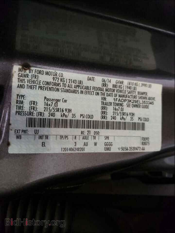2014 FORD FOCUS - VIN: 1FADP3K29EL353345 - Фото 10