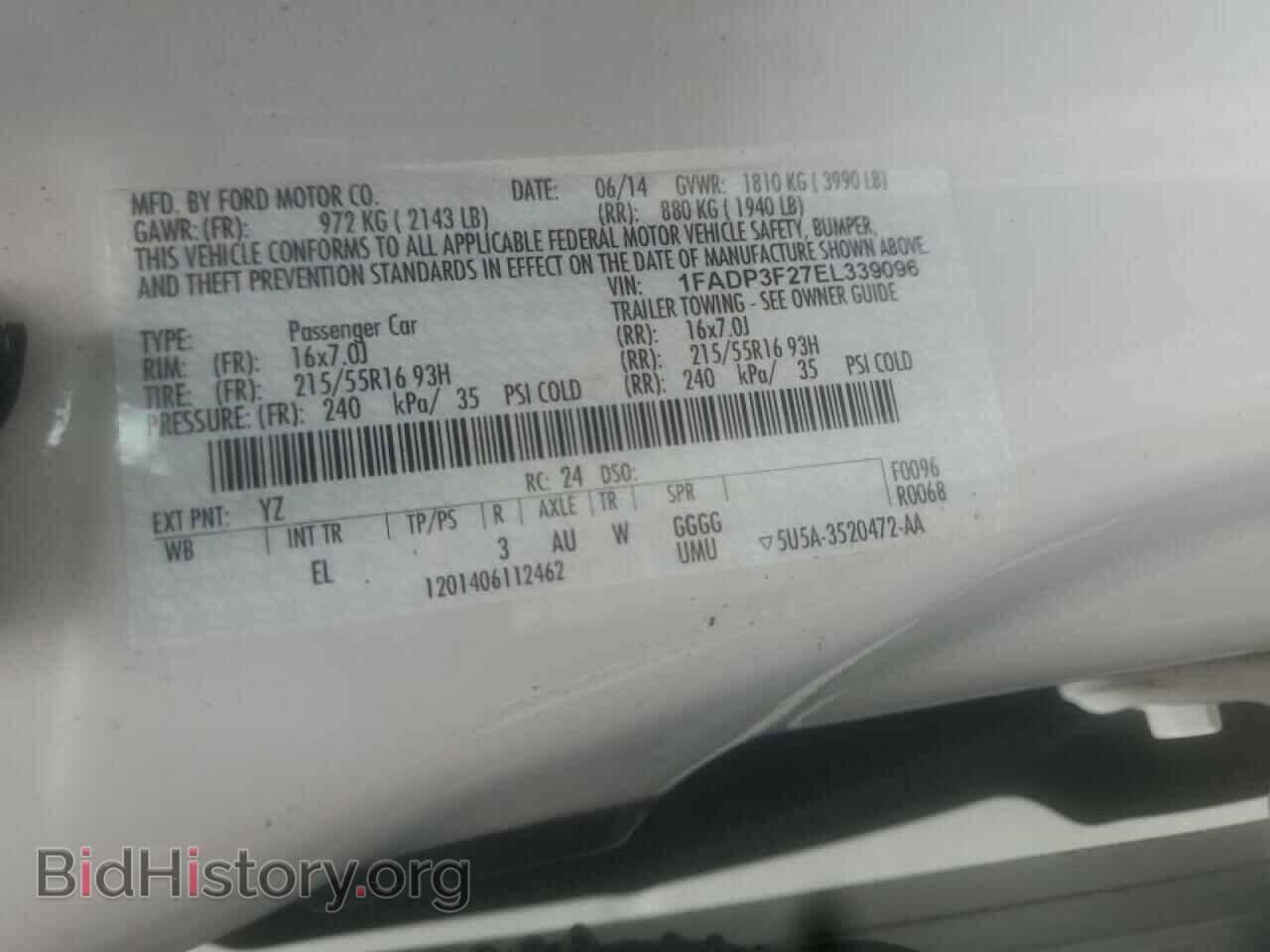 2014 FORD FOCUS - VIN: 1FADP3F27EL339096 - Фото 10