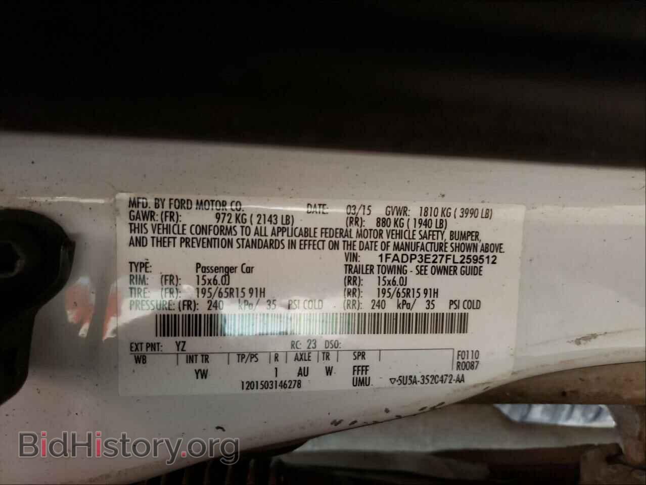 2015 FORD FOCUS - VIN: 1FADP3E27FL259512 - Фото 10