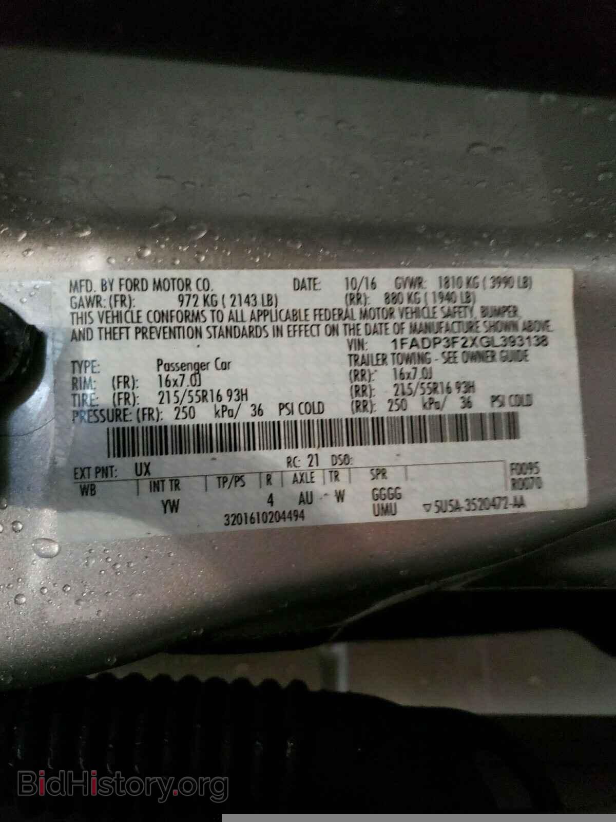 2016 FORD FOCUS - VIN: 1FADP3F2XGL393138 - Photo 10
