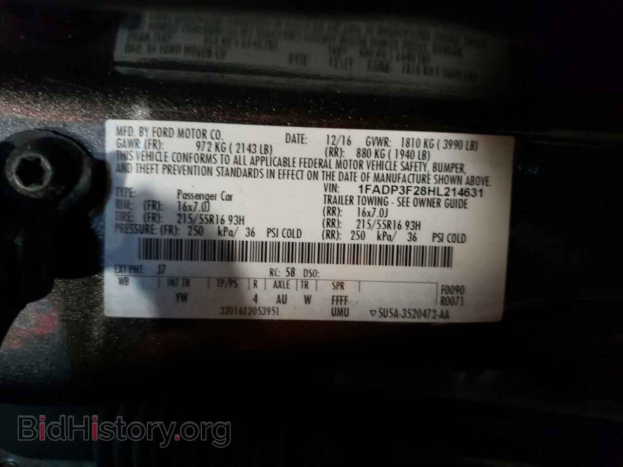 2017 FORD FOCUS - VIN: 1FADP3F28HL214631 - Фото 10