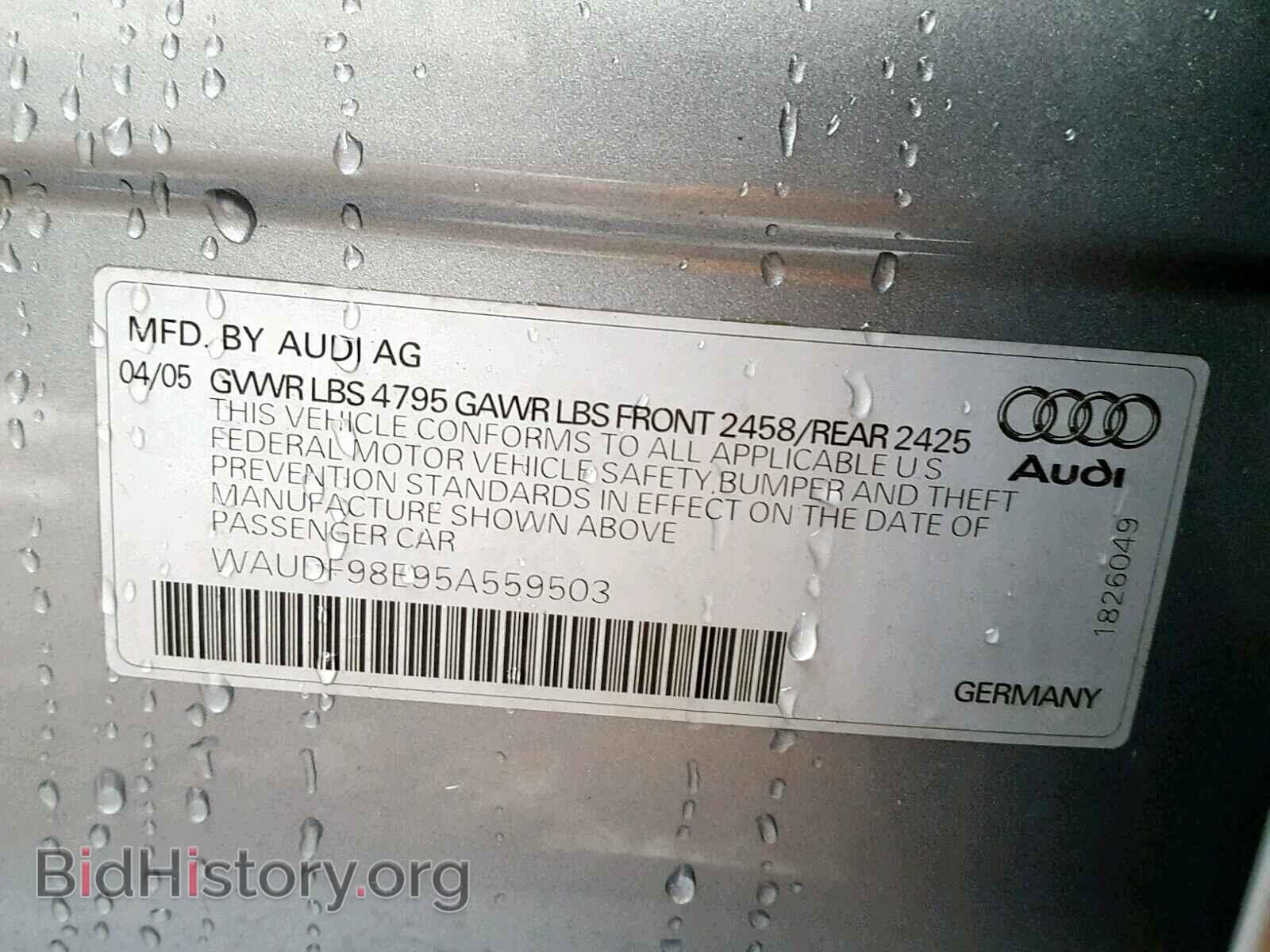 2005 AUDI A4 - VIN: WAUDF98E95A559503 - Фото 10